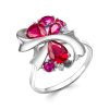 Кольцо классическое из серебра 925 с рубином корунд, фианит