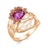 Кольцо классическое из серебра 925 с аметистом