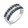 Кольцо классическое из серебра 925 с топазом, шпинелем